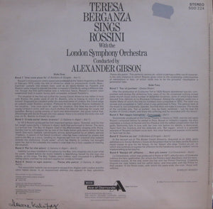 Teresa Berganza With London Symphony Orchestra Conducted By Alexander Gibson ‎– Teresa Berganza Sings Rossini
