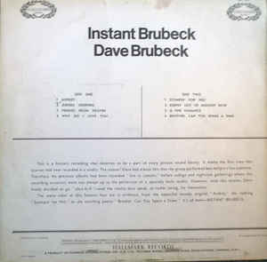 Dave Brubeck ‎– Instant Brubeck