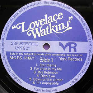 Lovelace Watkins ‎– Recorded Live At The Talk Of The Town