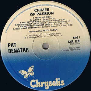 Pat Benatar ‎– Crimes Of Passion