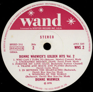 Dionne Warwick ‎– Dionne Warwick's Golden Hits Volume 2