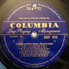 Load image into Gallery viewer, Mendelssohn* - Gieseking* - Songs Without Words (LP, Mono, RP)