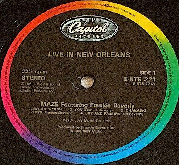 Maze Featuring Frankie Beverly ‎– Live In New Orleans