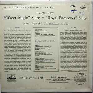Handel* - Harty*, George Weldon, Royal Philharmonic Orchestra* ‎– Water Music Suite / Royal Fireworks Suite