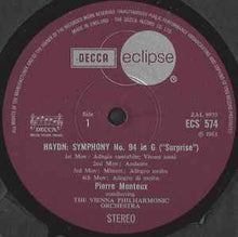 Load image into Gallery viewer, Haydn* ; Vienna Philharmonic Orchestra*, Pierre Monteux – Symphony No. 94 In G ('Surprise') / Symphony No. 101 In D ('Clock')