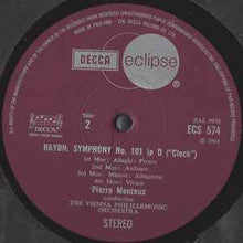 Load image into Gallery viewer, Haydn* ; Vienna Philharmonic Orchestra*, Pierre Monteux – Symphony No. 94 In G ('Surprise') / Symphony No. 101 In D ('Clock')