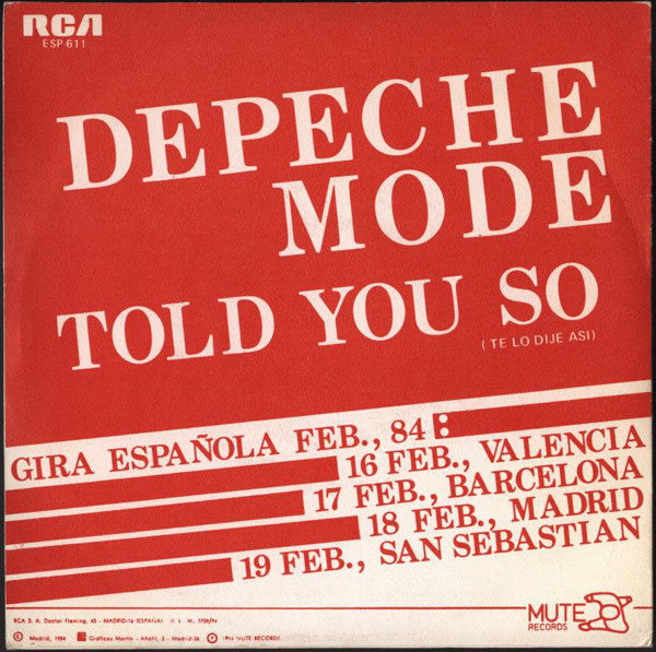 Depeche Mode ‎– Told You So = Te Lo Dije Asi