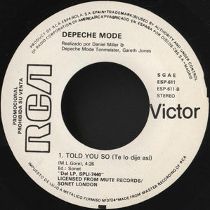Depeche Mode ‎– Told You So = Te Lo Dije Asi
