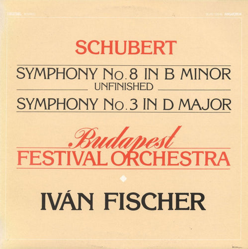Schubert*, Ivan Fischer, Budapest Festival Orchestra ‎– Symphony No. 8 In B Minor Unfinished / Symphony No. 3 In D Major
