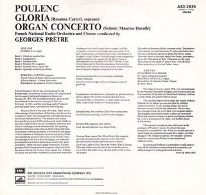 Poulenc* / French National Radio Orchestra* And Chorus* Conducted By Georges Prêtre ‎– Gloria / Organ Concerto