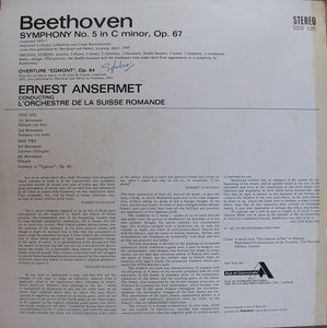 Beethoven*, Ansermet*, L'Orchestre De La Suisse Romande ‎– Symphony No. 5 / Egmont Overture