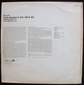 Mozart*, William Kroll, Artur Balsam* – Violin Sonatas K.454, 296 & 305