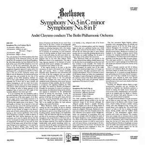 Beethoven*, André Cluytens Conducts The Berlin Philharmonic Orchestra* – Symphony No. 5 In C Minor, Symphony No. 8 In F