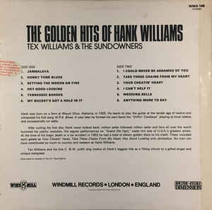 Tex Williams & The Sundowners ‎– The Golden Hits Of Hank Williams