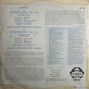 Mozart* - Erich Kleiber, Eduard van Beinum, London Philharmonic Orchestra* – Mozart: Symphony No. 40 / Symphony No. 35