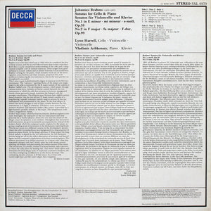 Brahms*, Lynn Harrell, Vladimir Ashkenazy – Cello Sonatas = Cellosonaten