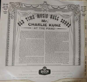 Charlie Kunz ‎– Old Time Music Hall Songs