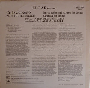 Elgar*, Paul Tortelier, London Philharmonic Orchestra*, Sir Adrian Boult ‎– Elgar Cello Concerto, Introduction & Allegro For Strings, Serenade For Strings