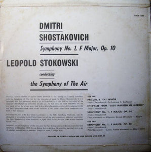 Shostakovich* : Leopold Stokowski Conducting The Symphony Of The Air* ‎– Symphony No. 1; Prelude, E Flat Minor; Entr'acte From Lady Macbeth