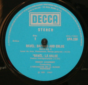 Ravel*, L'Orchestre De La Suisse Romande, Ernest Ansermet ‎– Daphnis & Chloe