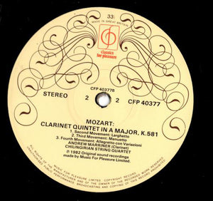 Mozart* / Chilingirian String Quartet, Andrew Marriner, Gordon Hunt ‎– Clarinet Quintet, Oboe Quartet