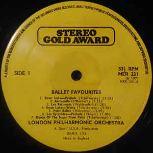 The London Philharmonic Orchestra Conducted By Douglas Gamley ‎– Ballet Favourites