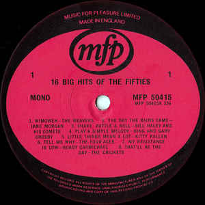 Various ‎– 16 Big Hits Of The 50's