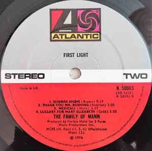 The Family Of Mann ‎– First Light