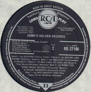 Perry Como ‎– Como's Golden Records
