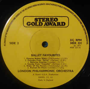 The London Philharmonic Orchestra Conducted By Douglas Gamley ‎– Ballet Favourites