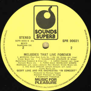 Geoff Love And His Orchestra* ‎– Melodies That Live Forever