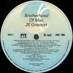 Brotherhood Of Man ‎– Twenty Greatest