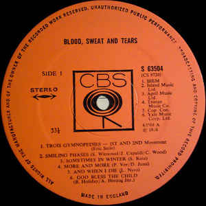 Blood, Sweat And Tears ‎– Blood, Sweat And Tears