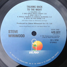 Load image into Gallery viewer, Steve Winwood ‎– Talking Back To The Night