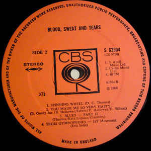 Blood, Sweat And Tears ‎– Blood, Sweat And Tears