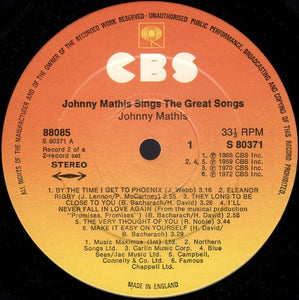 Johnny Mathis ‎– Johnny Mathis Sings The Great Songs