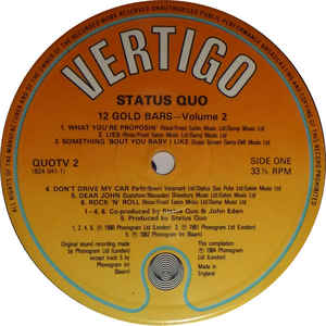 Status Quo ‎–  Gold Bars Volume