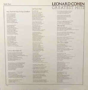 Leonard Cohen ‎– Greatest Hits