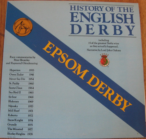 Lord John Oaksey - History Of The English Derby - Epsom Derby (LP, Mono)