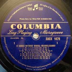 Mendelssohn* - Gieseking* - Songs Without Words (LP, Mono, RP)