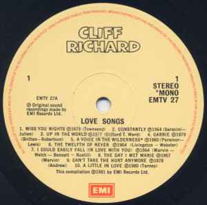 Cliff Richard - Love Songs (LP, Comp, Mono, RM)