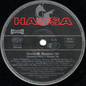 Boney M. Reunion '88* – Greatest Hits Of All Times - Remix '88