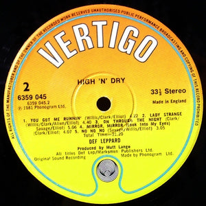 Def Leppard - High 'N' Dry (LP, Album, PRS)