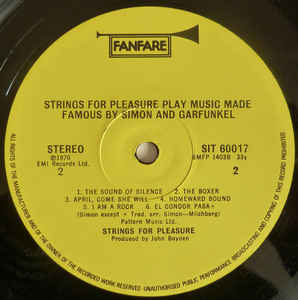 Strings For Pleasure ‎– Strings For Pleasure Play Music Made Famous By Simon & Garfunkel