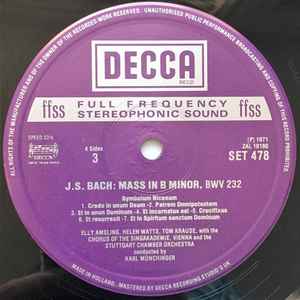 J.S. Bach* - Ameling* / Minton* / Watts* / Krenn* / Krause*, Chorus Of The Singakademie, Vienna*, Stuttgart Chamber Orchestra* / Münchinger* - Mass In B Minor (2xLP, Album, RP, Box + Box)