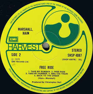 Marshall Hain ‎– Free Ride