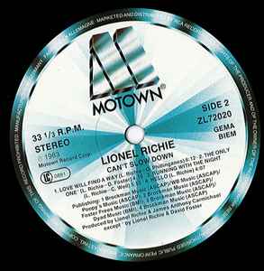 Lionel Richie - Can't Slow Down (LP, Album, RE, Gat)