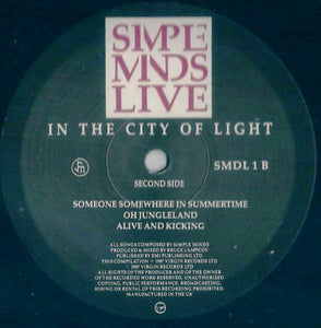 Simple Minds ‎– Live In The City Of Light