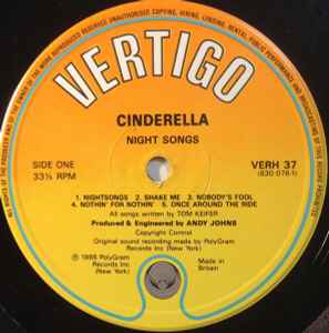 Cinderella (3) - Night Songs (LP, Album)