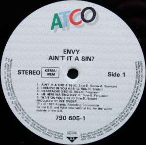 Envy (3) - Ain't It A Sin (LP, Album)